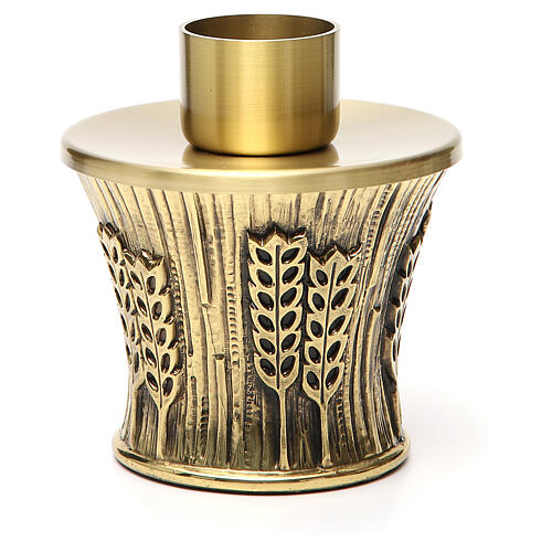 Kerzenleuchter Molina aus goldfarbenem Messing mit Ährenmotiv 23