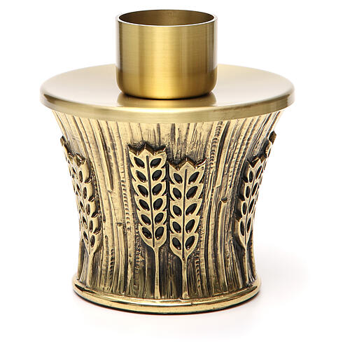 Kerzenleuchter Molina aus goldfarbenem Messing mit Ährenmotiv 24