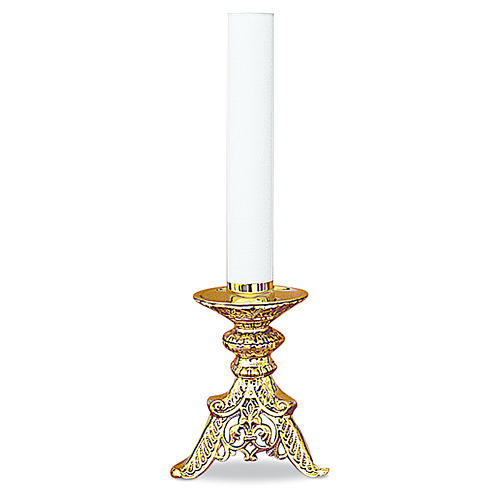 Candle holder in Gothic style gold cast brass 50cm