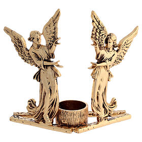 Candle holder in gold cast brass with angels 17cm height