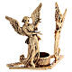 Candle holder in gold cast brass with angels 17cm height s3