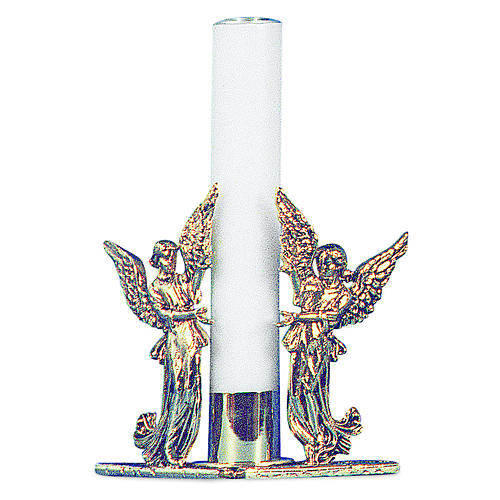 Porte-bougie anges laiton moulé doré h 17 cm 1