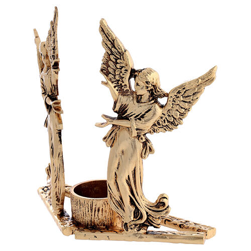Portacandela angeli ottone fuso dorato h 17 cm 2