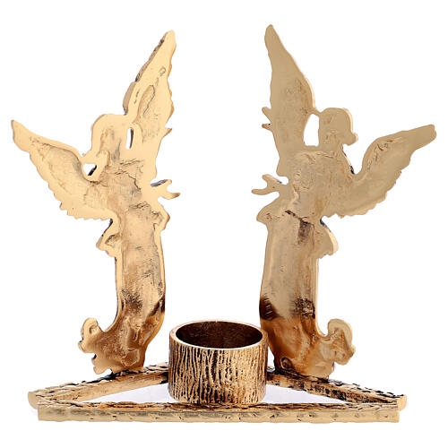 Portacandela angeli ottone fuso dorato h 17 cm 4