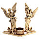 Candle holder in gold cast brass with angels 17cm height s1