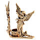 Candle holder in gold cast brass with angels 17cm height s2