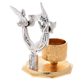 Candlestick in cast brass with angels 13cm, 1 arm