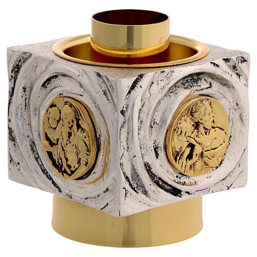Candeliere di ottone fuso bicolore 9x9x9 cm 1