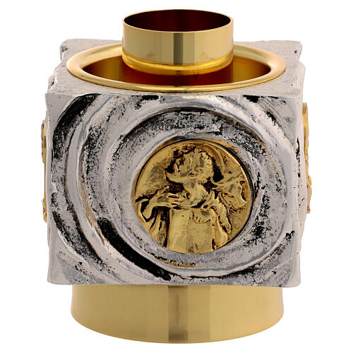 Candeliere di ottone fuso bicolore 9x9x9 cm 3