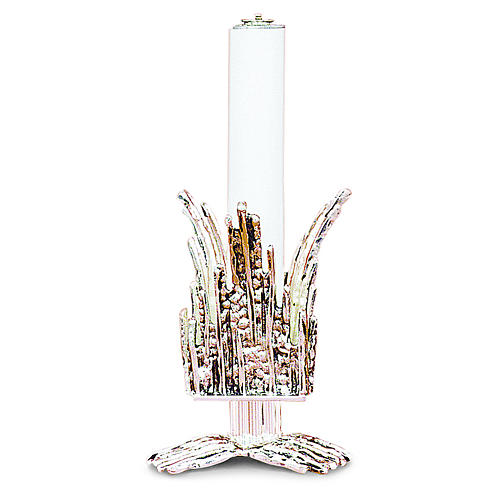 Altar Kerzenhalter versilberten dekorierten Messing 20cm 1