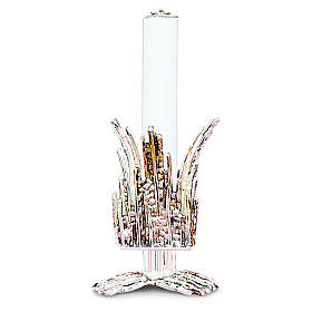 Świecznik stylizowany posrebrzany odlew mosiądzu h 20 cm