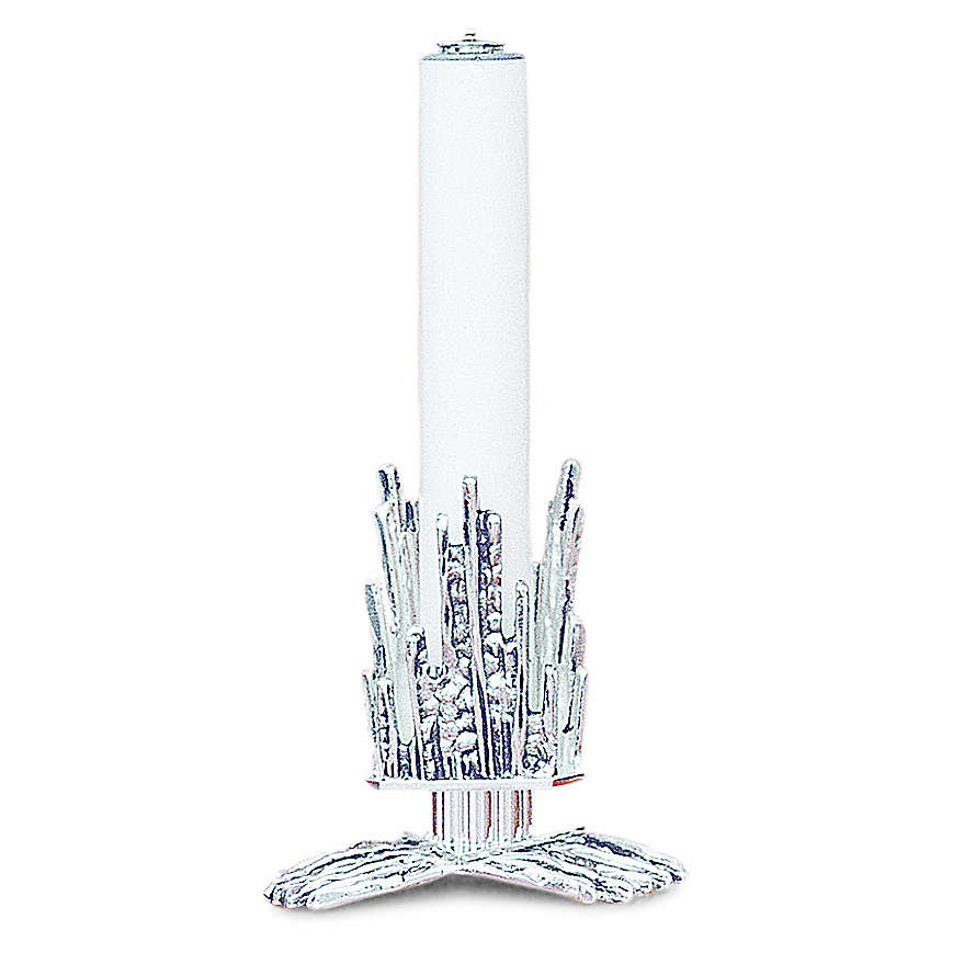Candelero latón fundido plateado altura 16 cm | venta online en HOLYART