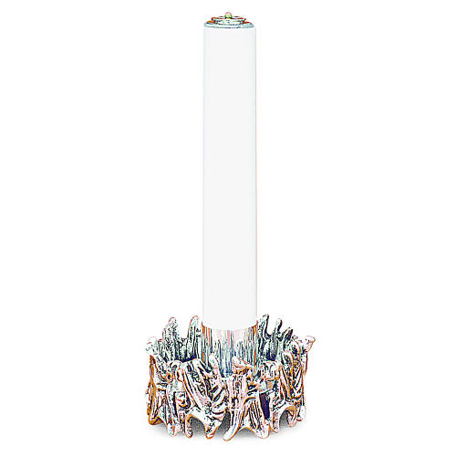 Portacandela decorato ottone fuso argentato h 11 cm 1