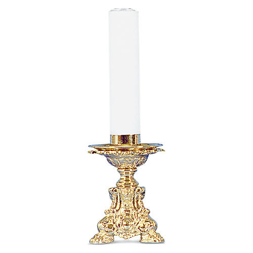 Candle holder in gold cast brass 15cm height 1