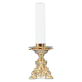 Candle holder in gold cast brass 15cm height