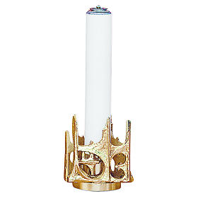 Stylised candelabra in gold cast brass 11cm