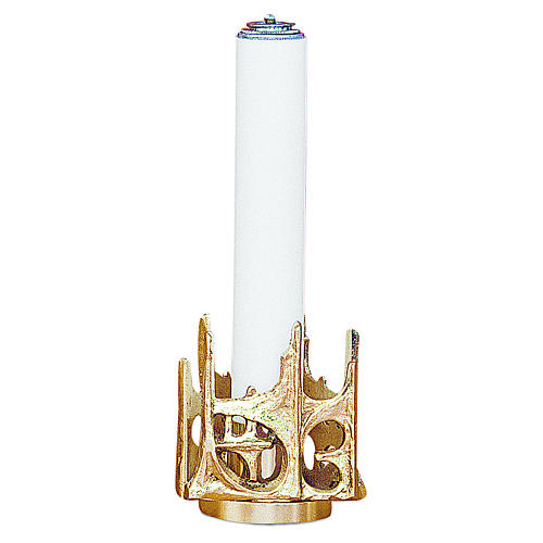 Stylised candelabra in gold cast brass 11cm 1