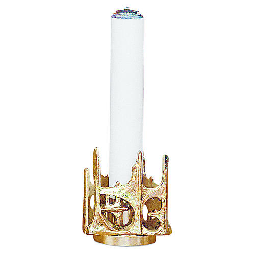 Candeliere stilizzato ottone dorato fuso h 11 cm 1