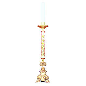 Baroque style candle holder in cast brass, 100cm