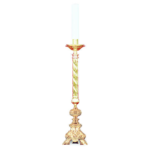 Baroque style candle holder in cast brass, 100cm 1