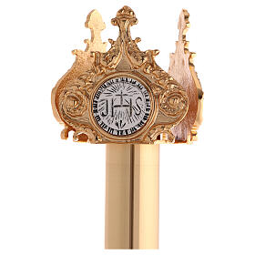 Castiçal processional latão dourado moldado h total 54 cm