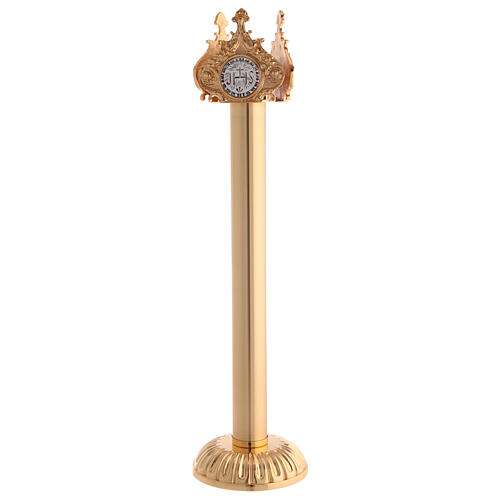 Processional candle in gold cast brass 54cm 1
