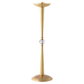 Candeliere processionale ottone nodo cristallo h 57 cm