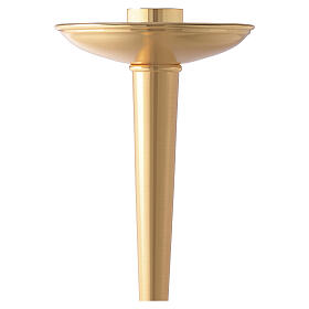 Processional candle in cast brass with knop in crystal 57cm