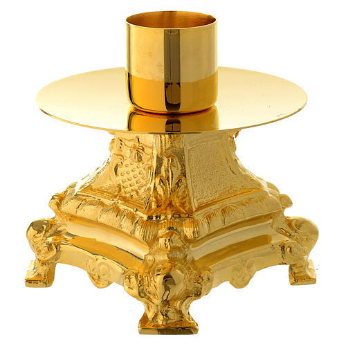 Candle holder 13 cm in gold brass 1