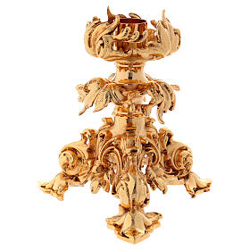 Candle-holder in molten brass 24 cm, 24k golden-plating
