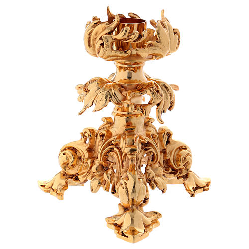 Candle-holder in molten brass 24 cm, 24k golden-plating 1