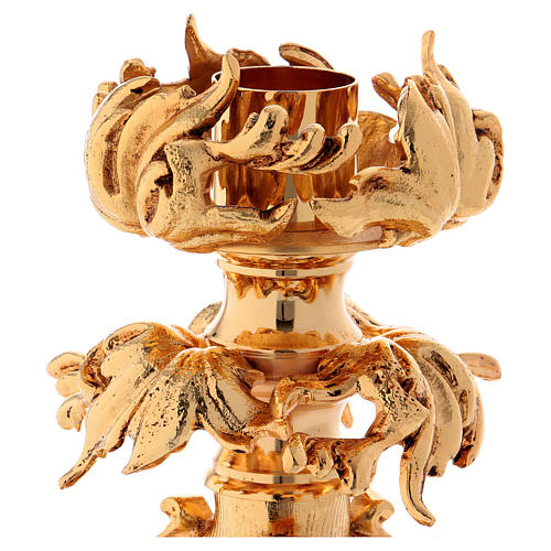 Candle-holder in molten brass 24 cm, 24k golden-plating 2