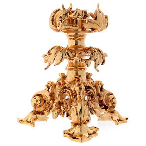 Candle-holder in molten brass 24 cm, 24k golden-plating 6