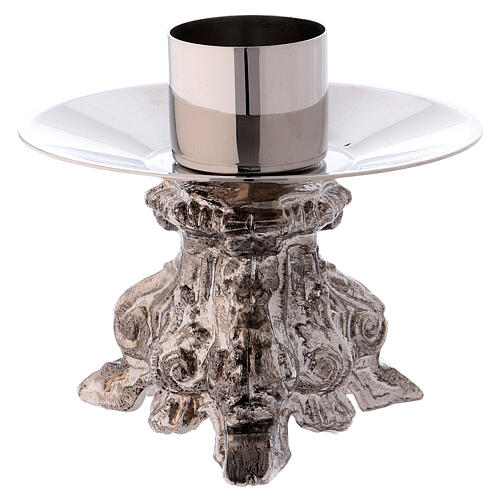 Silver-plated brass candlestick with three-legged base 2
