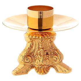 Gold plated brass candlestick with decorated base