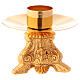Gold plated brass candlestick with decorated base s1