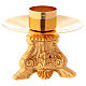 Porta-vela em latão dourado com decorações na base s1