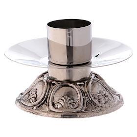 Silver-plated brass candlestick with tripod base