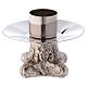 Candle holder in silver-plated brass with four legs s1