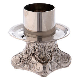 Candle holder in silver-plated brass with 4 legs