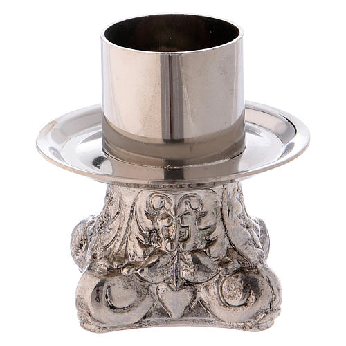 Candle holder in silver-plated brass with 4 legs 1