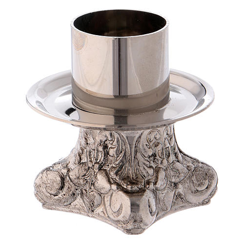 Candle holder in silver-plated brass with 4 legs 2