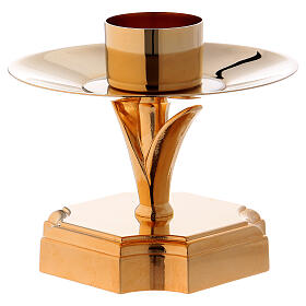 Gold plated brass candlestick 6 in squared base