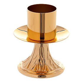 Short candlestick in 24-karat gold plated brass