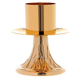 Short candlestick in 24-karat gold plated brass
