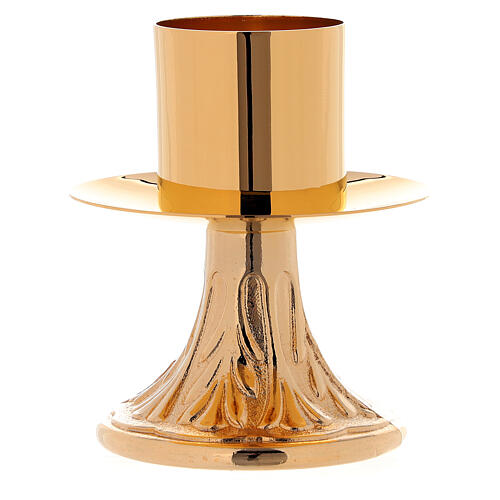Short candlestick in 24-karat gold plated brass 2
