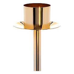 Processional candle-holder in golden brass with extractable base 152 cm