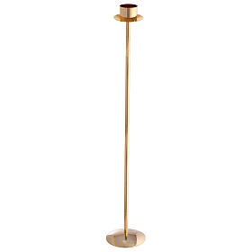 Processional candle-holder in golden brass with extractable base 134 cm