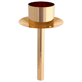 Processional candle-holder in golden brass with extractable base 134 cm