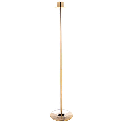 Candeliere processionale ottone dorato base estraibile 152 cm 1